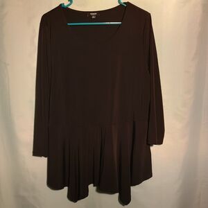 Premise Studio Brown Long Sleeve Tunic Top – Asymmetrical Hem – Size XL